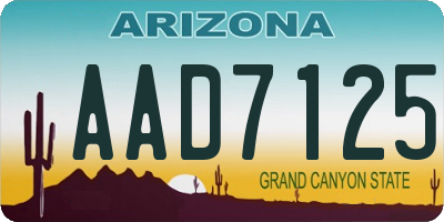 AZ license plate AAD7125
