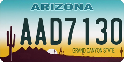 AZ license plate AAD7130