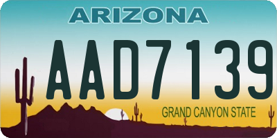 AZ license plate AAD7139