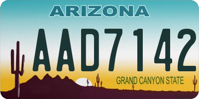 AZ license plate AAD7142