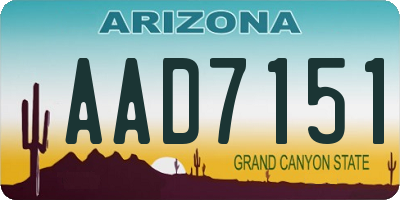 AZ license plate AAD7151