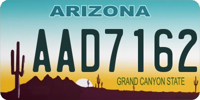 AZ license plate AAD7162