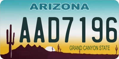 AZ license plate AAD7196
