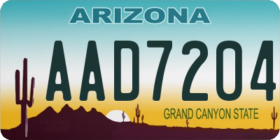 AZ license plate AAD7204