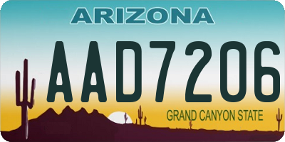 AZ license plate AAD7206