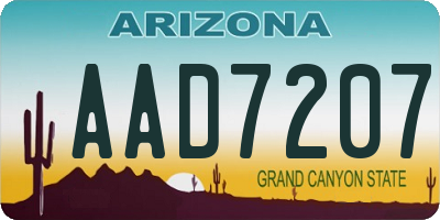 AZ license plate AAD7207