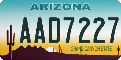AZ license plate AAD7227
