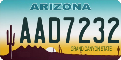 AZ license plate AAD7232