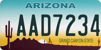 AZ license plate AAD7234