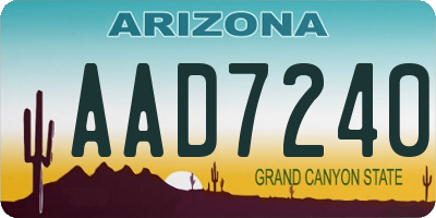 AZ license plate AAD7240