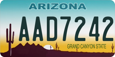 AZ license plate AAD7242