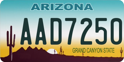 AZ license plate AAD7250