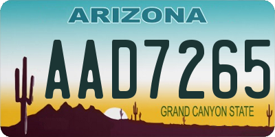 AZ license plate AAD7265