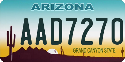 AZ license plate AAD7270