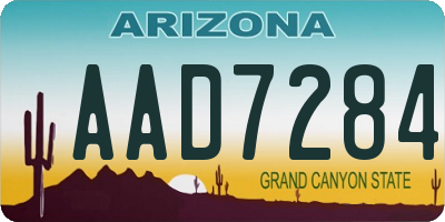 AZ license plate AAD7284