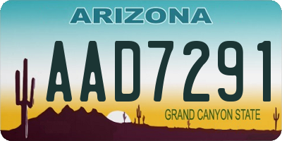 AZ license plate AAD7291