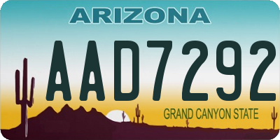 AZ license plate AAD7292