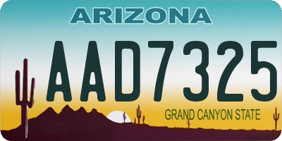 AZ license plate AAD7325