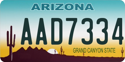 AZ license plate AAD7334