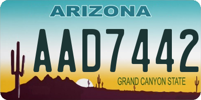 AZ license plate AAD7442