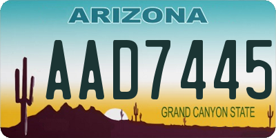 AZ license plate AAD7445