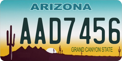 AZ license plate AAD7456