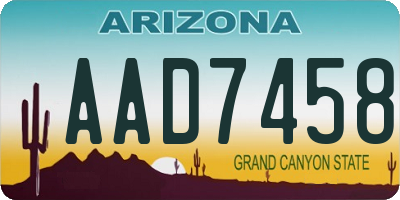 AZ license plate AAD7458