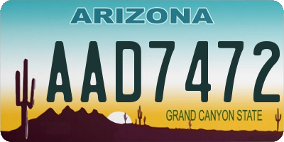 AZ license plate AAD7472