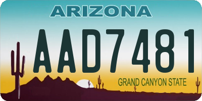 AZ license plate AAD7481