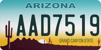 AZ license plate AAD7519