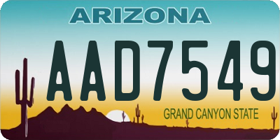 AZ license plate AAD7549