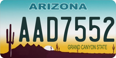 AZ license plate AAD7552