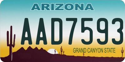 AZ license plate AAD7593