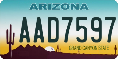 AZ license plate AAD7597