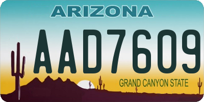 AZ license plate AAD7609