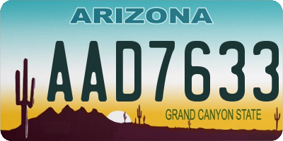 AZ license plate AAD7633