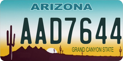 AZ license plate AAD7644