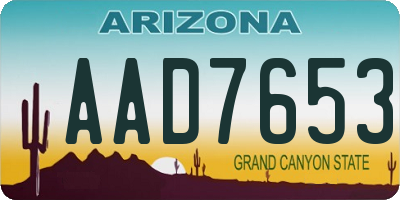 AZ license plate AAD7653