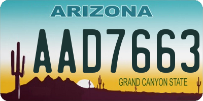 AZ license plate AAD7663