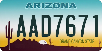 AZ license plate AAD7671