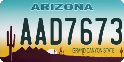 AZ license plate AAD7673