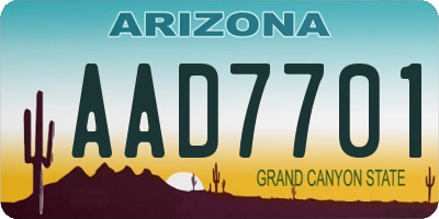 AZ license plate AAD7701