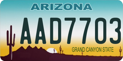 AZ license plate AAD7703