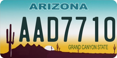 AZ license plate AAD7710