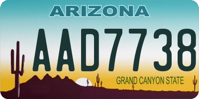 AZ license plate AAD7738