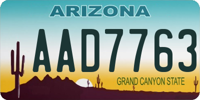 AZ license plate AAD7763