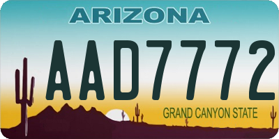 AZ license plate AAD7772