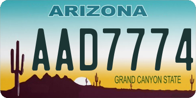 AZ license plate AAD7774