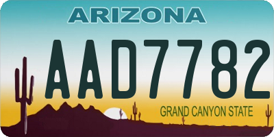 AZ license plate AAD7782