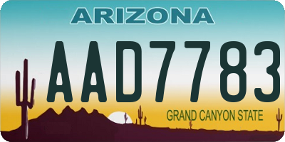 AZ license plate AAD7783